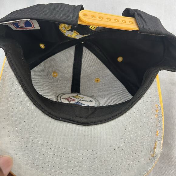 Vintage 90s Logo 7 Pittsburgh Steelers Snapback Hat Cap Football Black & Yellow - Picture 5 of 6